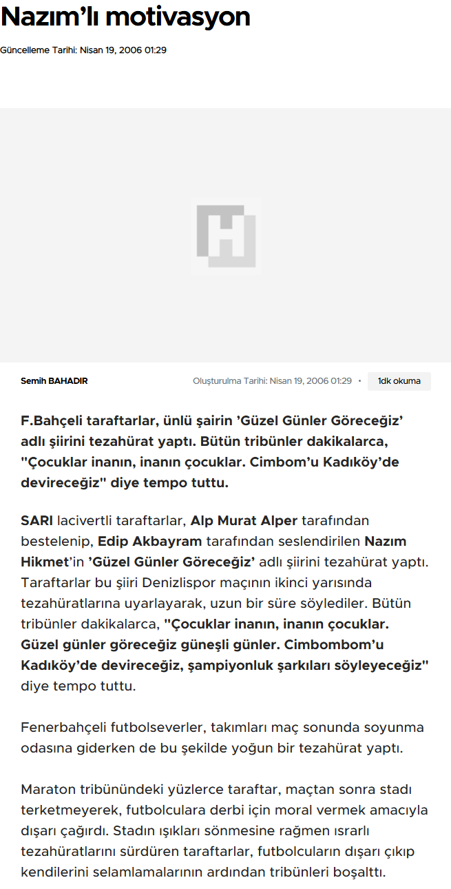 Hürriyet — Nazım'lı motivasyon — Güzel Günler Göreceğiz tribün tezahüratı