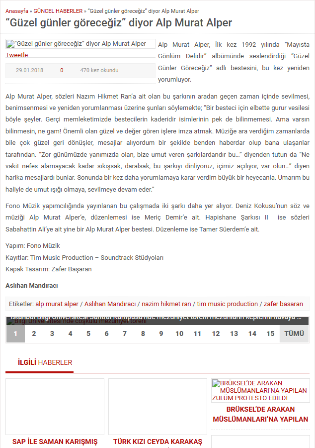 YeniVatan Belçika — Güzel günler göreceğiz — yeniden yorum haberi