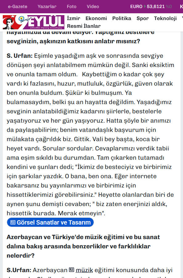 Dokuz Eylül Gazetesi — Güzel günler göreceğiz — Alp Murat Alper ve Sabina Urfan röportajı